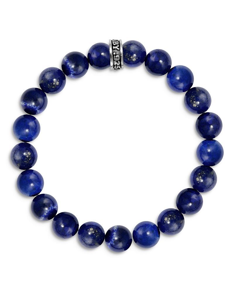 Mens Lapis Lazuli & Sterling Silver Beaded Bracelet Product Image