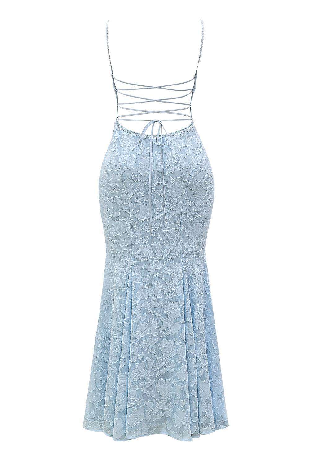 Joan  bluebell lace up back maxi dress Product Image