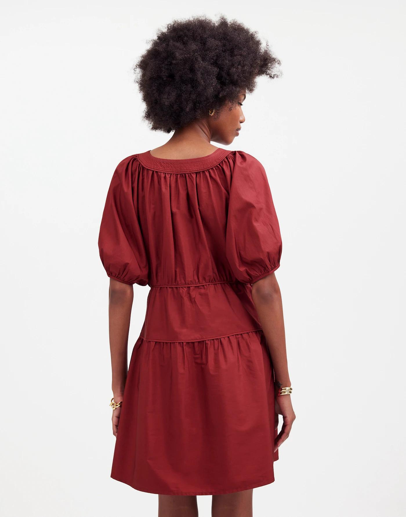 Puff-Sleeve Mini Dress in Poplin Product Image