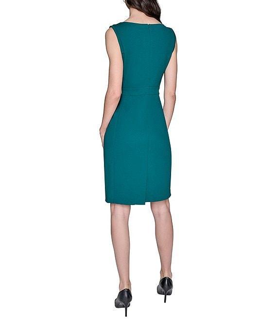KARL LAGERFELD PARIS Bow Waist Scuba Crepe Sheath Dress Product Image