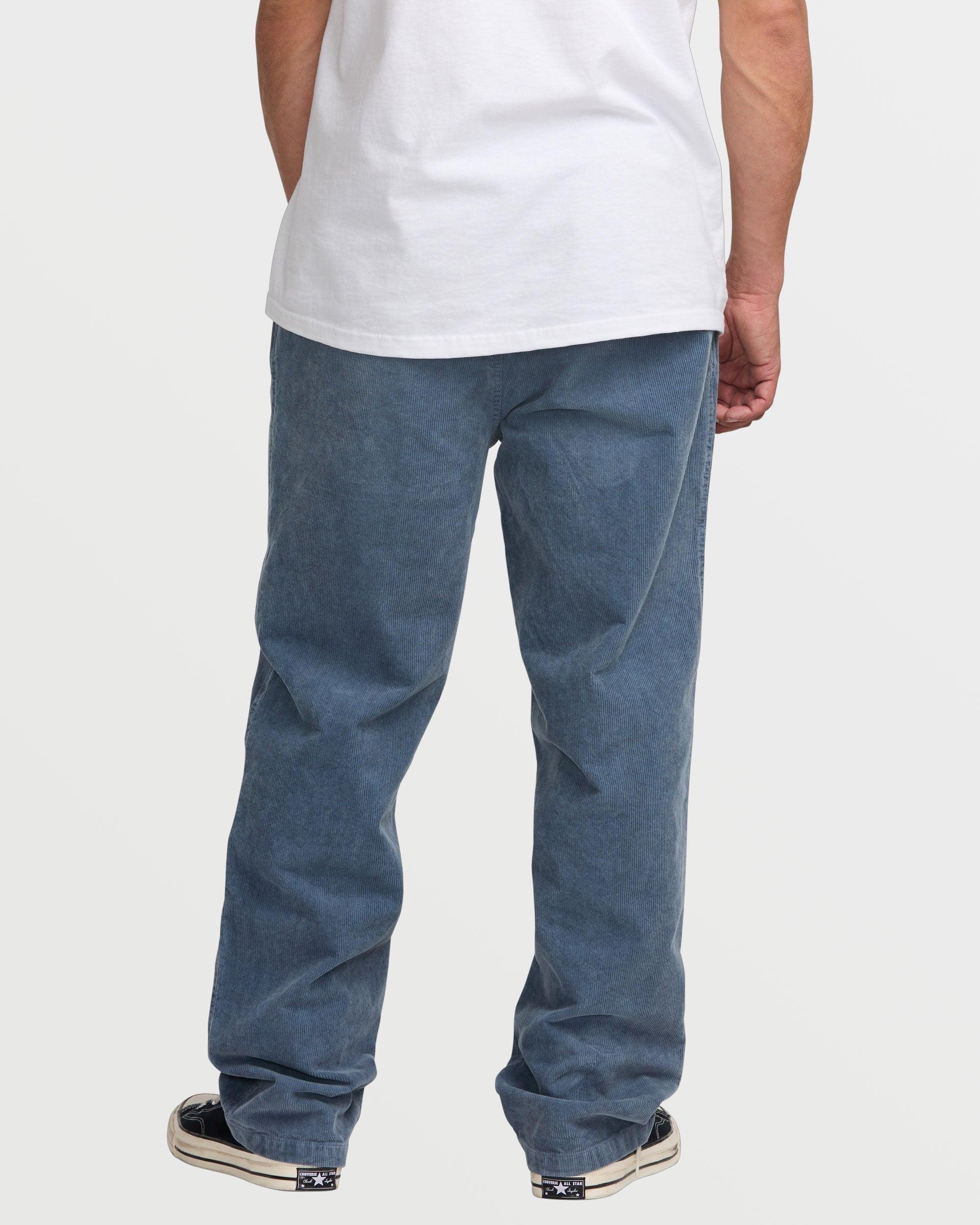 Larry Elastic Waist Corduroy Pants - Slate Blue Male Product Image