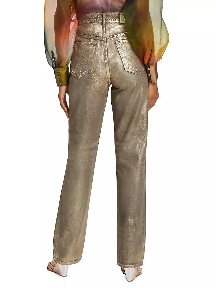Foil High-Rise Straight-Leg Jeans Product Image