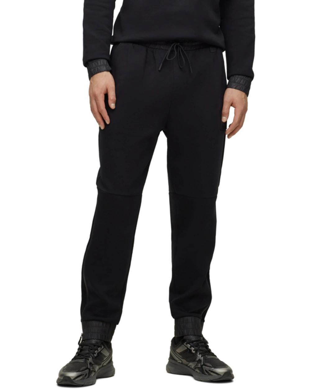 HUGO BOSS Boss By  Men's Cotton-terry Tracksuit Bottoms In Black Product Image