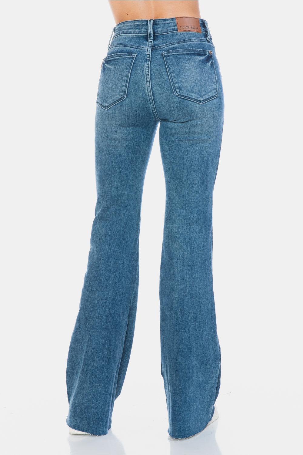 88472   Paislee Mid-Rise Tummy Control Cut Hem Flare Judy Blue Jeans Product Image