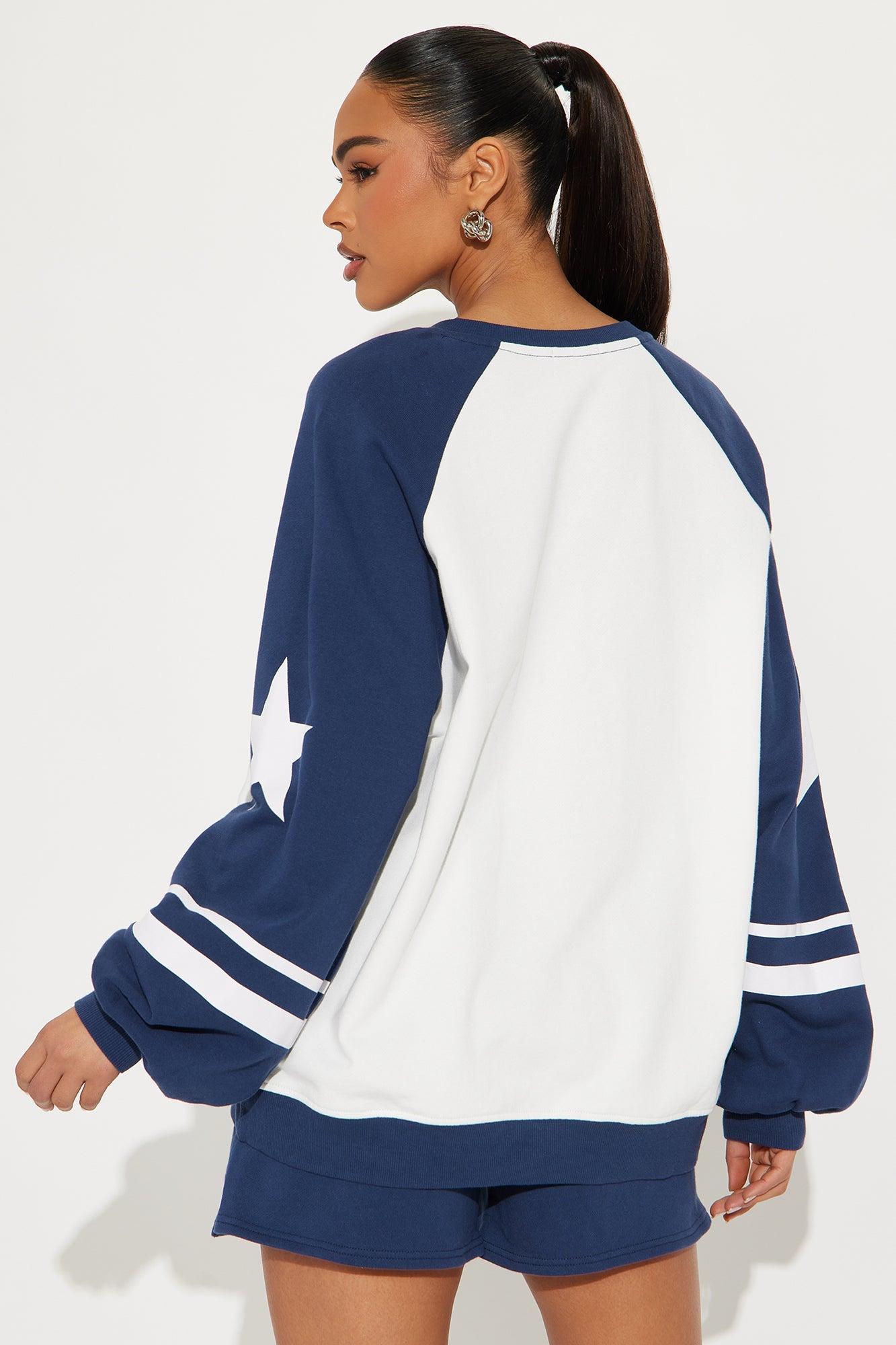 San Diego 60 Long Sleeve Sweatshort Set - White/Blue Product Image