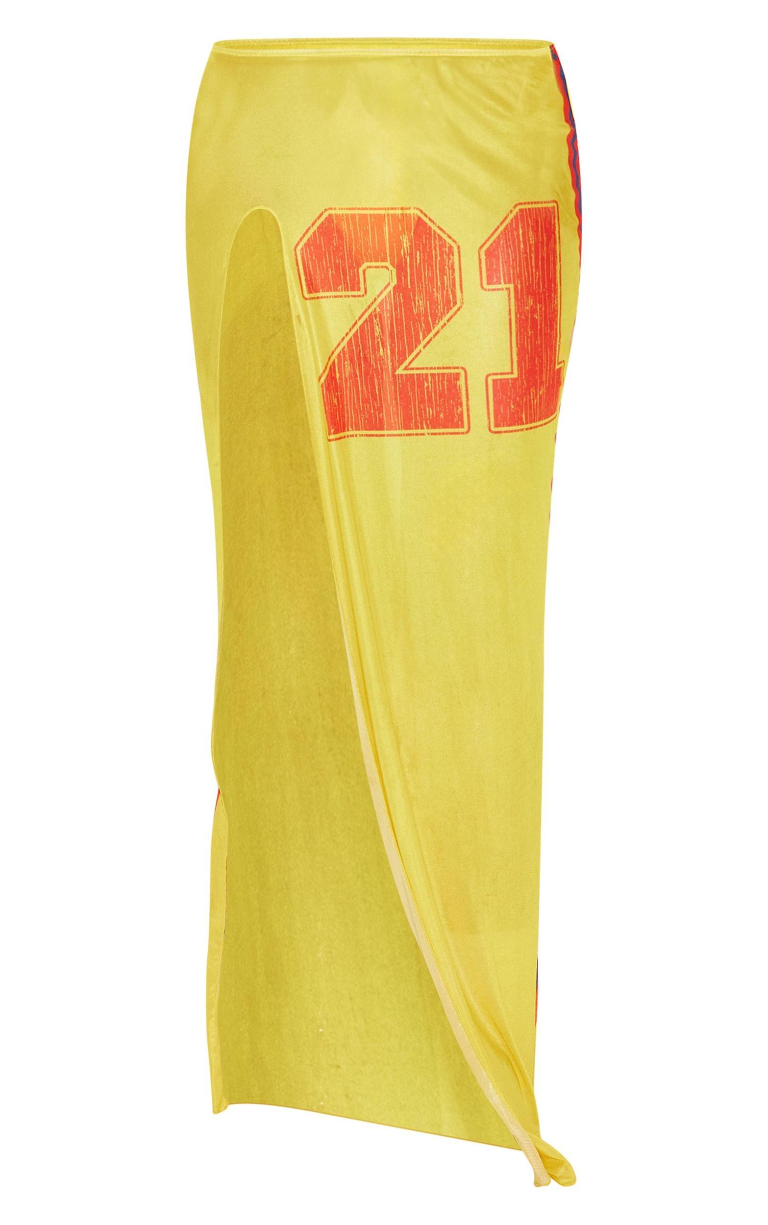 Yellow Mesh 21 Maxi Side Split Beach Skirt Product Image