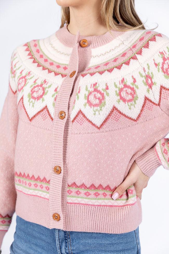 Sunny Meadow Pink Floral Fair Isle Cardigan FINAL SALE Product Image