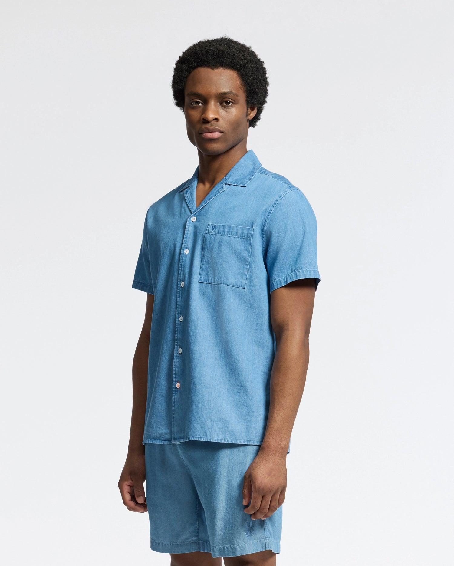 MENS KERVIN LIGHTWEIGHT DENIM WOVEN SHIRT - B6Q467F200 Product Image