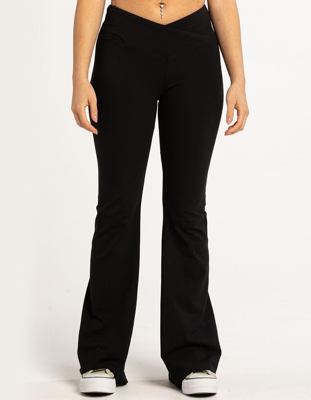 TILLYS Crossover Waist Womens Flare Leggings - HEATHER GRAY Product Image