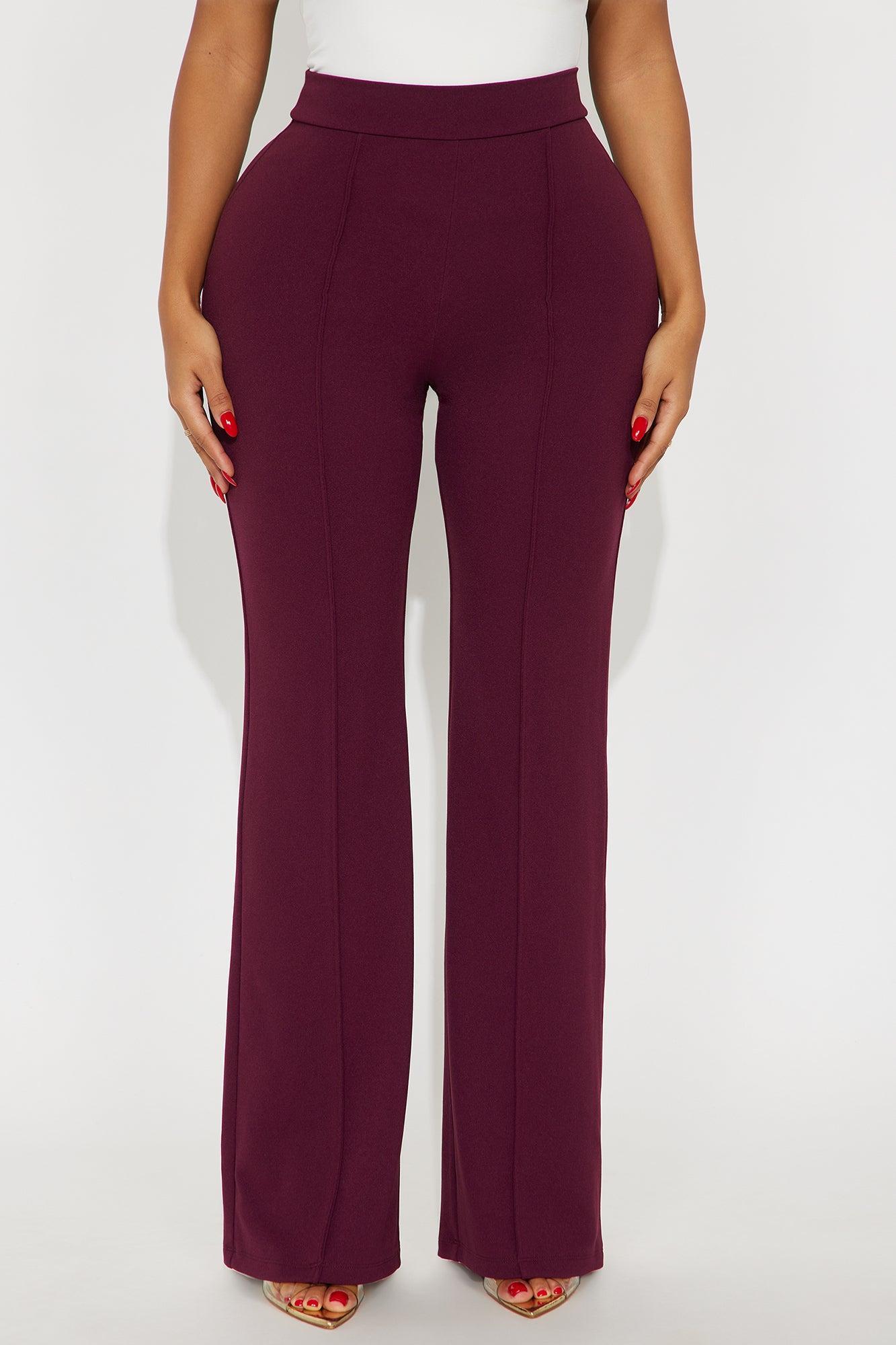 Victoria High Waisted Dress Pants - Burgundy Product Image