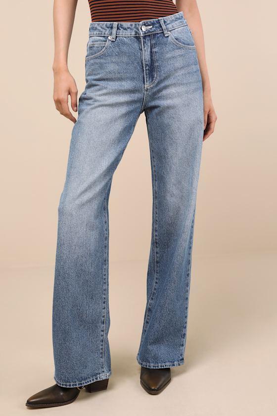 Kate Medium Wash Mid-Rise Baggy Jeans Product Image