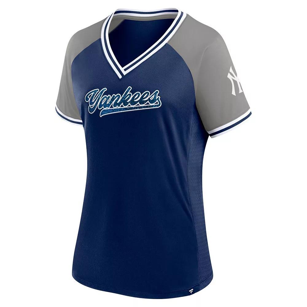 Women's Profile Navy New York Yankees Plus Size Crossover V-Neck T-Shirt, Size: 2XL, Blue Product Image