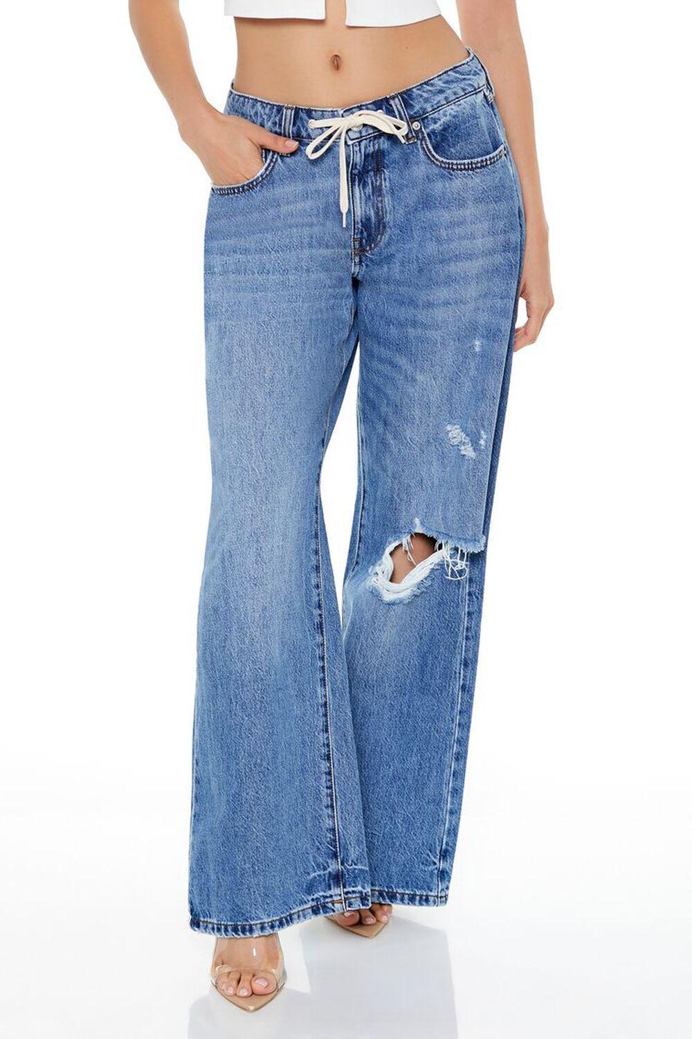 Distressed Drawstring Baggy Jeans | Forever 21 Product Image