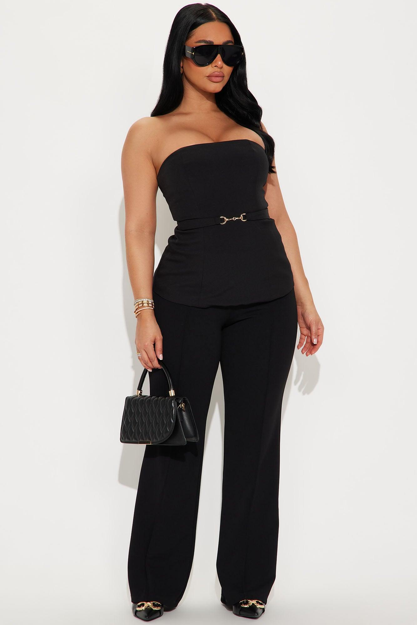 Karla Belted Strapless Top - Black Product Image