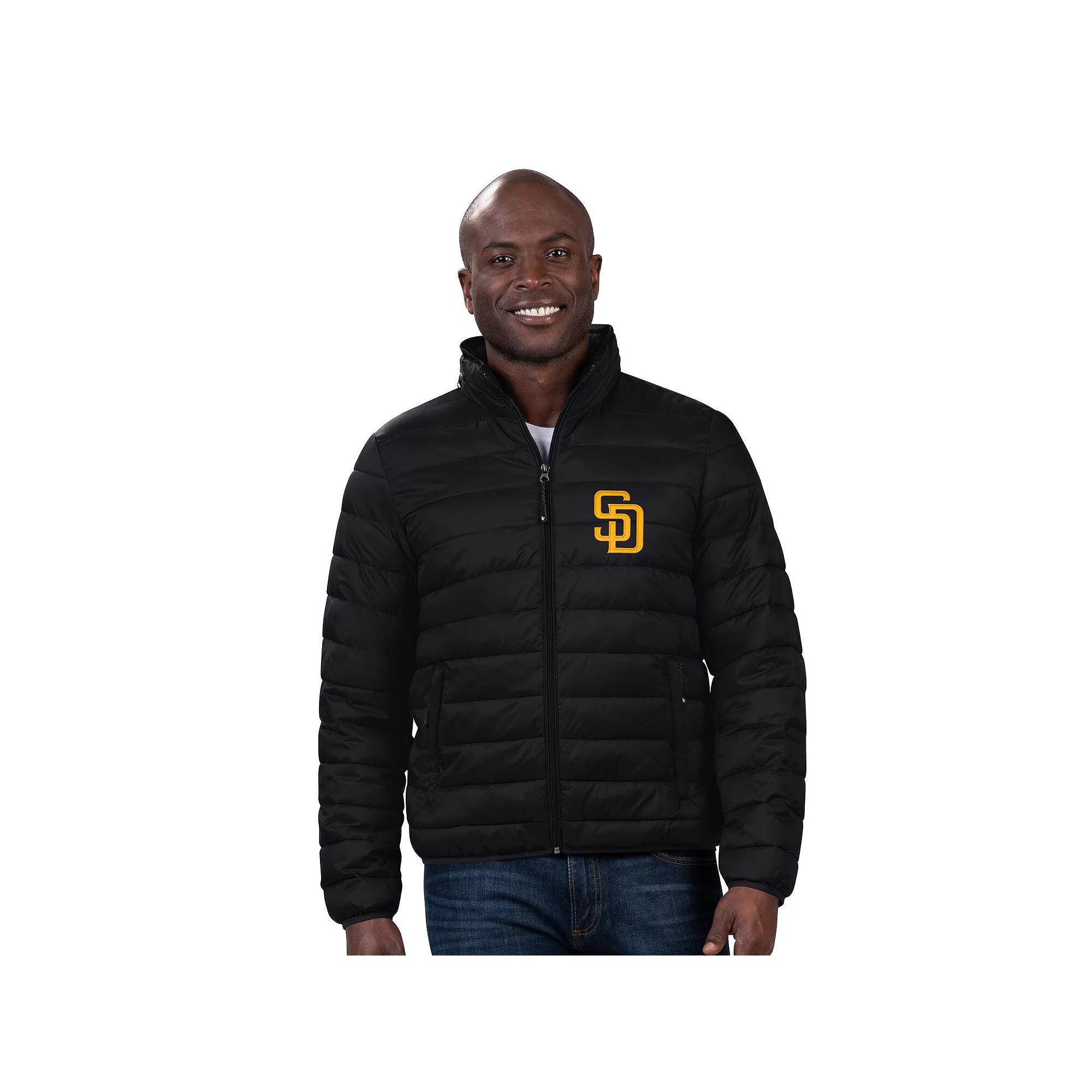 Men's G-III Sports by Carl Banks Black San Diego Padres Packable Neck Pillow Full-Zip Puffer Jacket, Size: XL Product Image