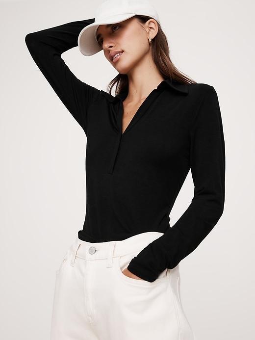 Luxe Wool-Blend Polo Top Product Image