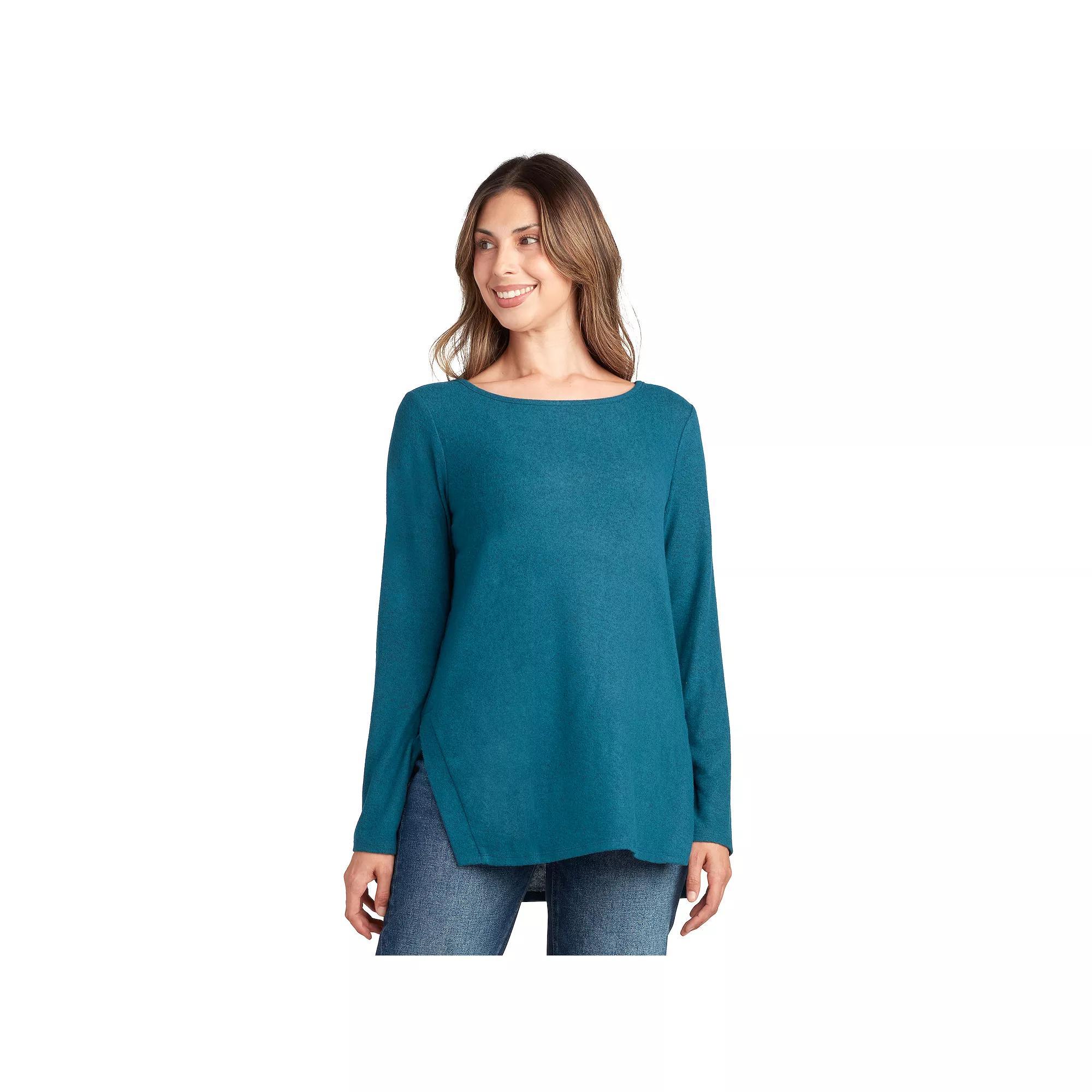 Women's AGB Long Sleeve Split Hem Tunic, Size: Large, Dark Blue Product Image
