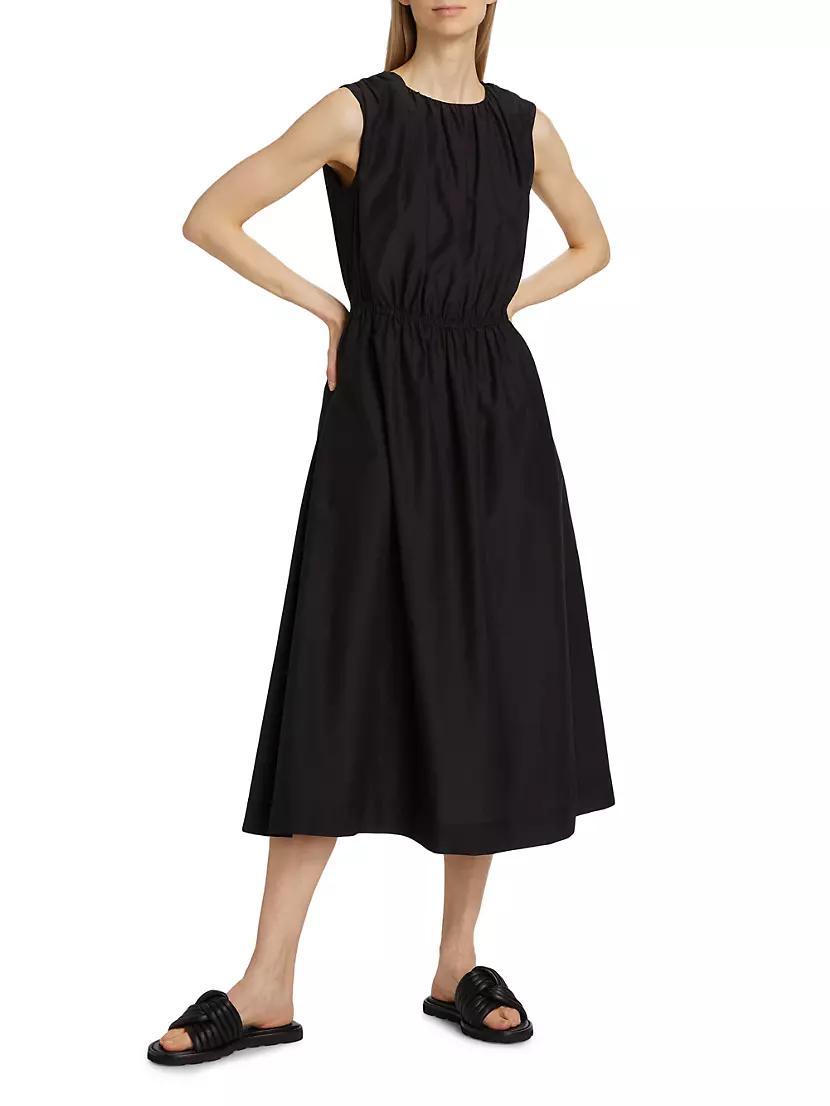 Aphrodite Gathered Cotton-Silk Midi-Dress Product Image