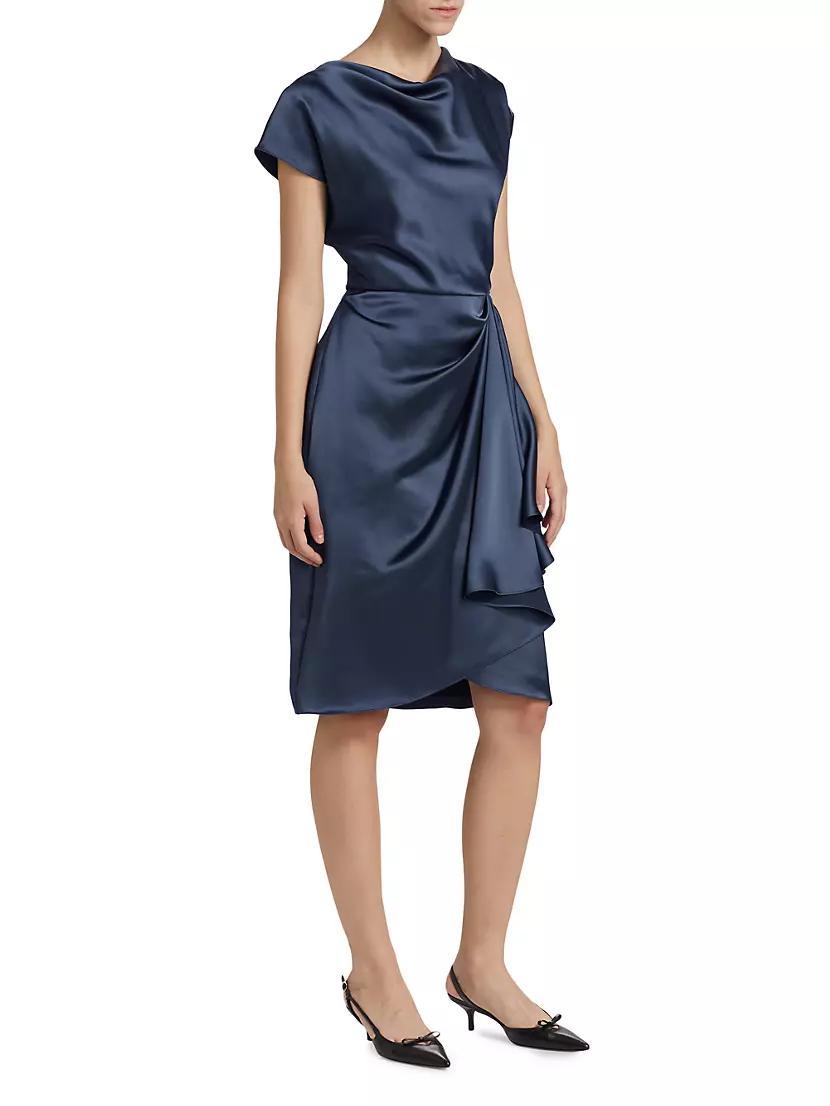 Draped Satin Cocktail Dress Product Image