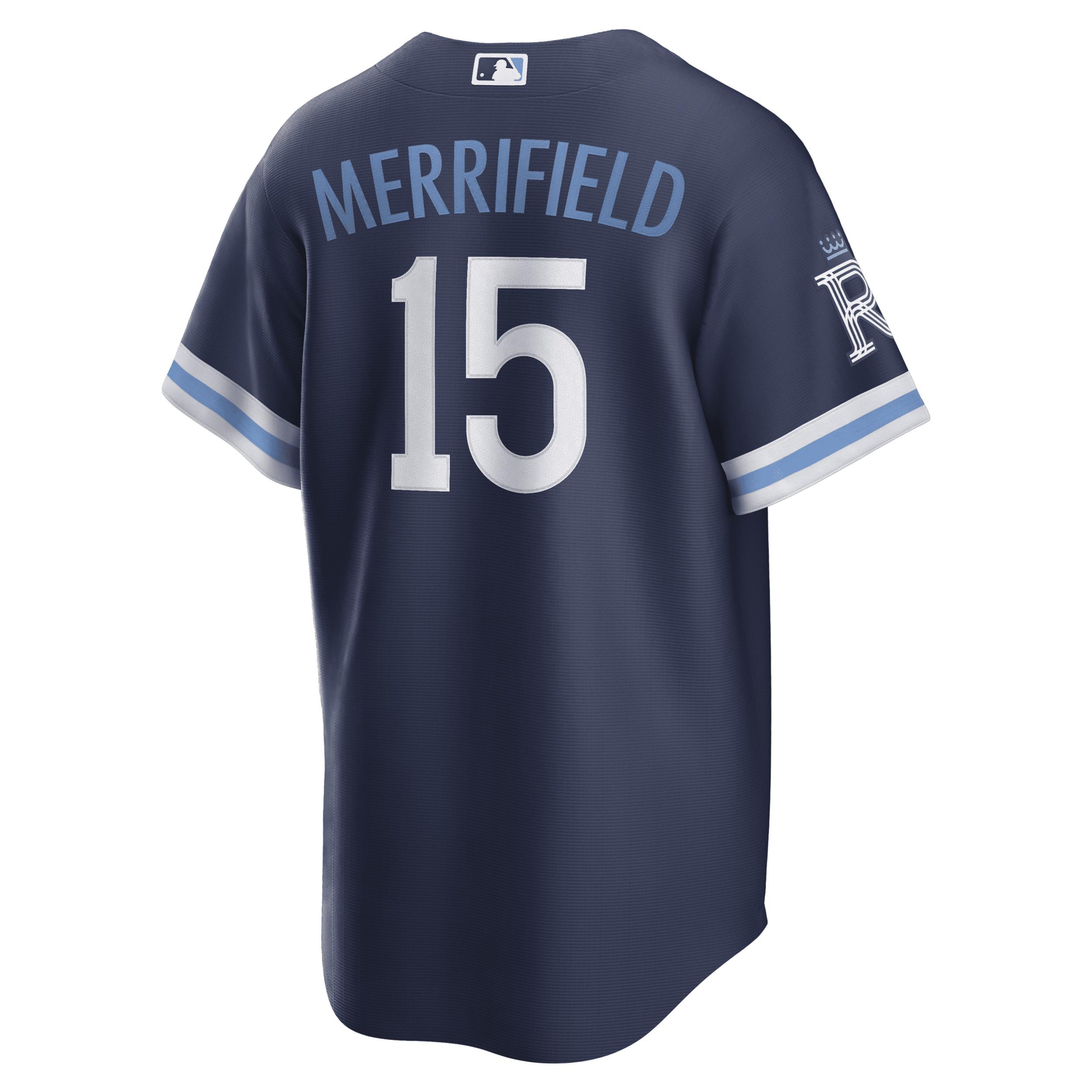 Men's Nike Whit Merrifield Navy Kansas City Royals 2022 City Connect Replica Player Jersey, Size: Medium, Blue Product Image