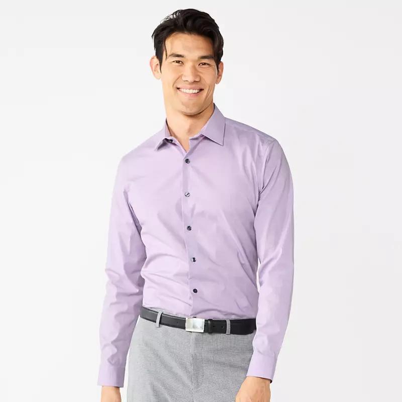 Men's Apt. 9® Premier Flex Slim-Fit Wrinkle Resistant Dress Shirt, Size: XL-36/37, Blue Gray Plaid Product Image