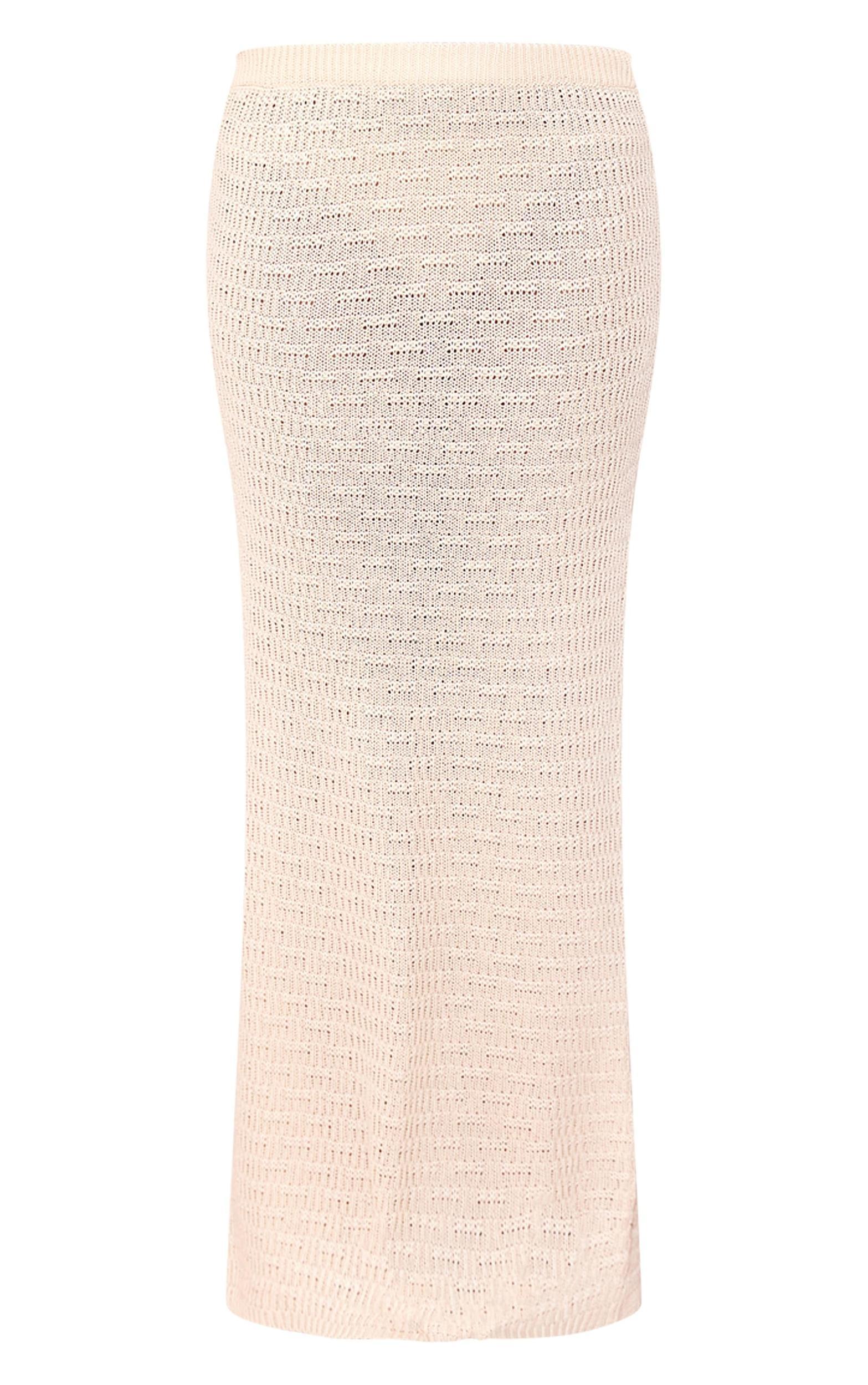 Oatmeal Textured Crochet Maxi Skirt Product Image
