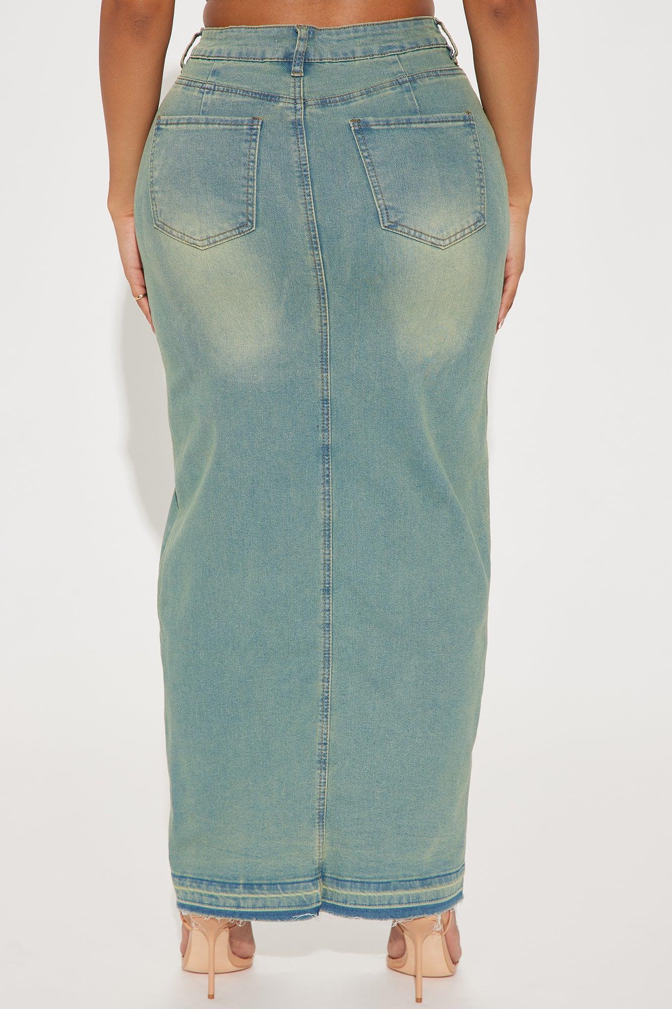 New Standard Tinted Denim Maxi Skirt - Medium Wash Product Image