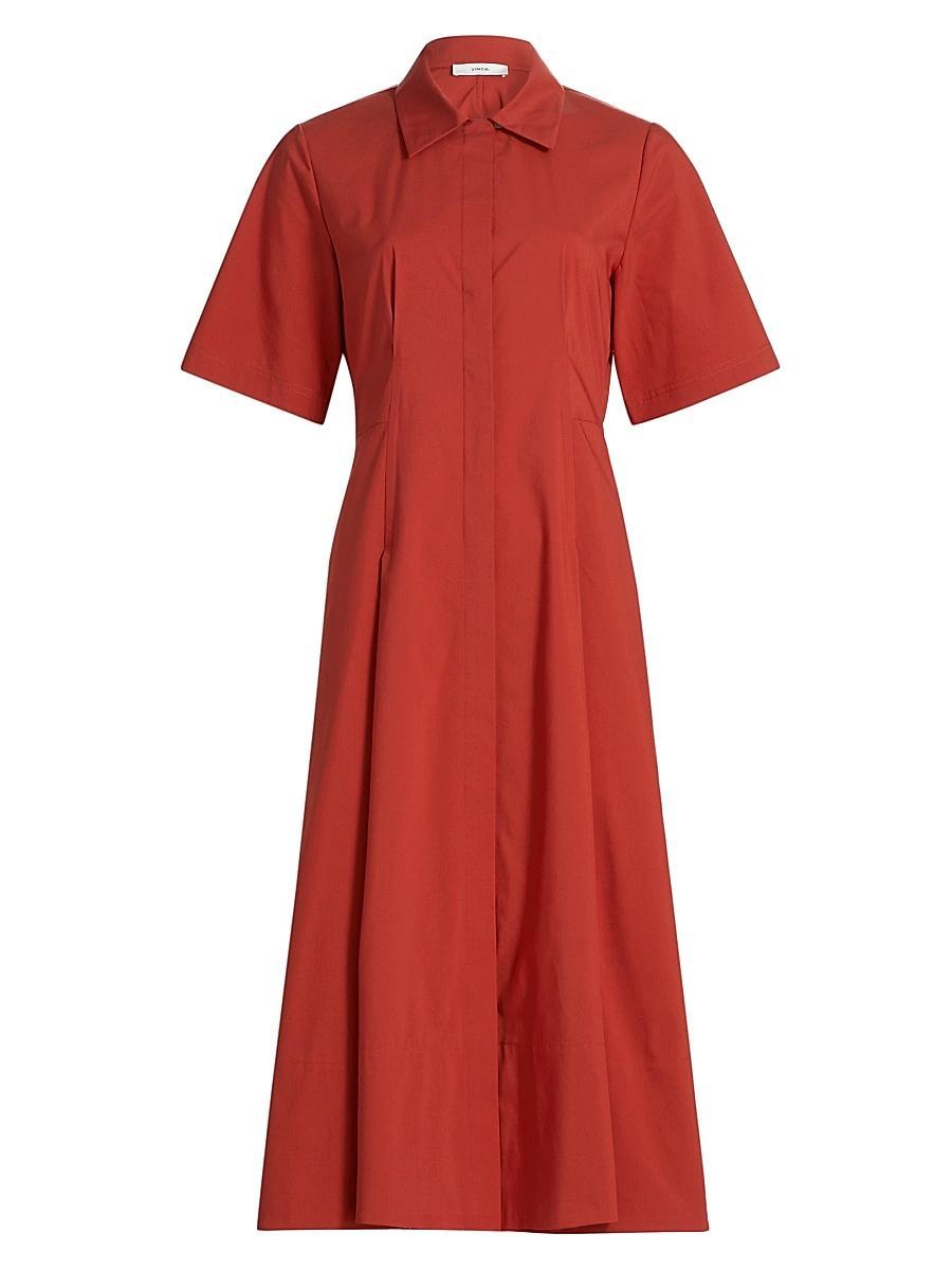 Womens Cotton A-line Midi Shirtdress Product Image