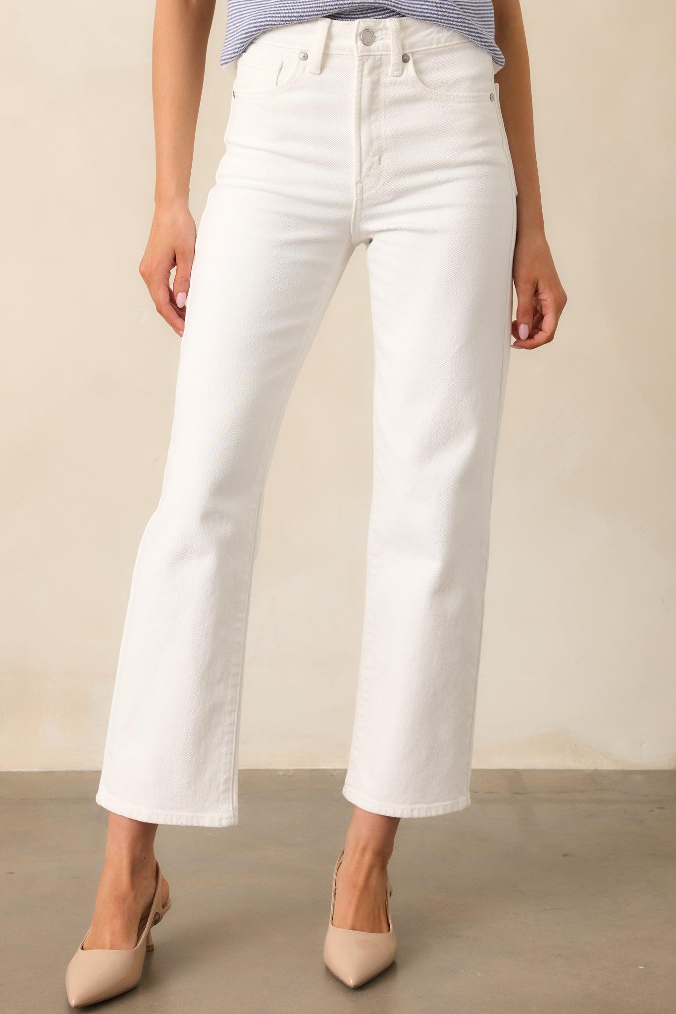 Limitless Time White Straight Leg Jeans Product Image