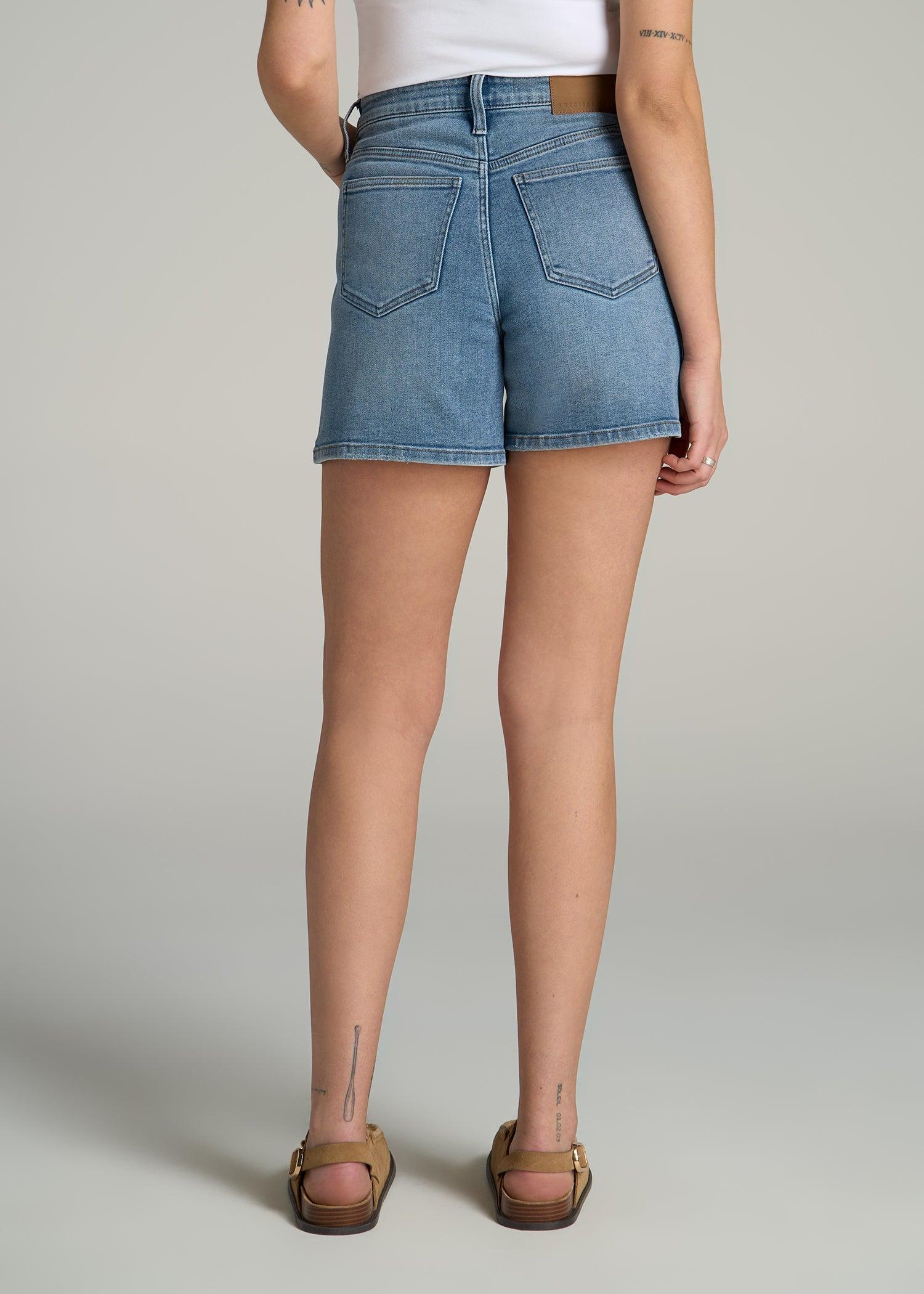 High Rise Denim Shorts for Tall Women in Heritage Faded Product Image