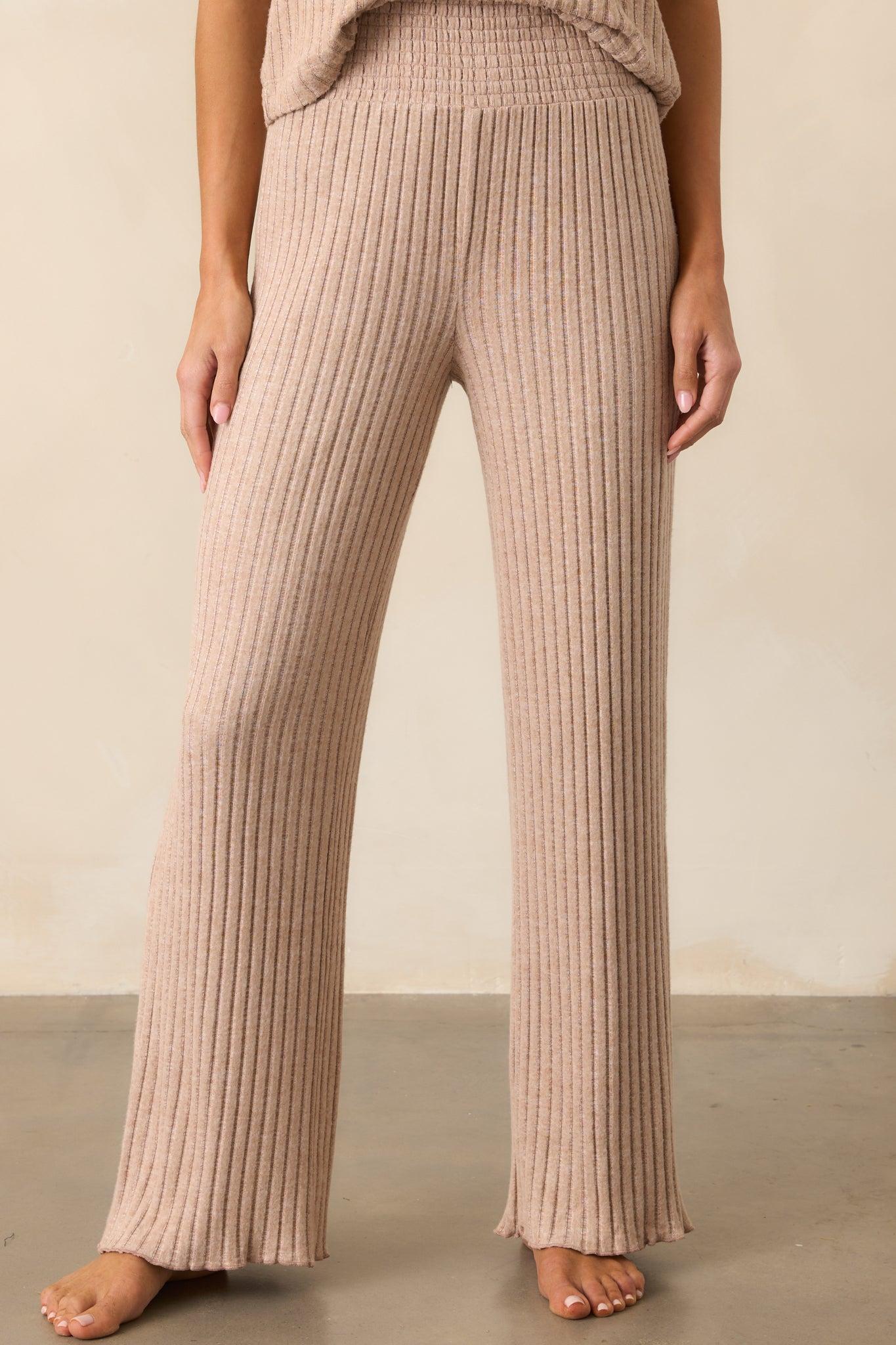 Z Supply Tan Iced Coffee Dawn Smocked Rib Pant Product Image