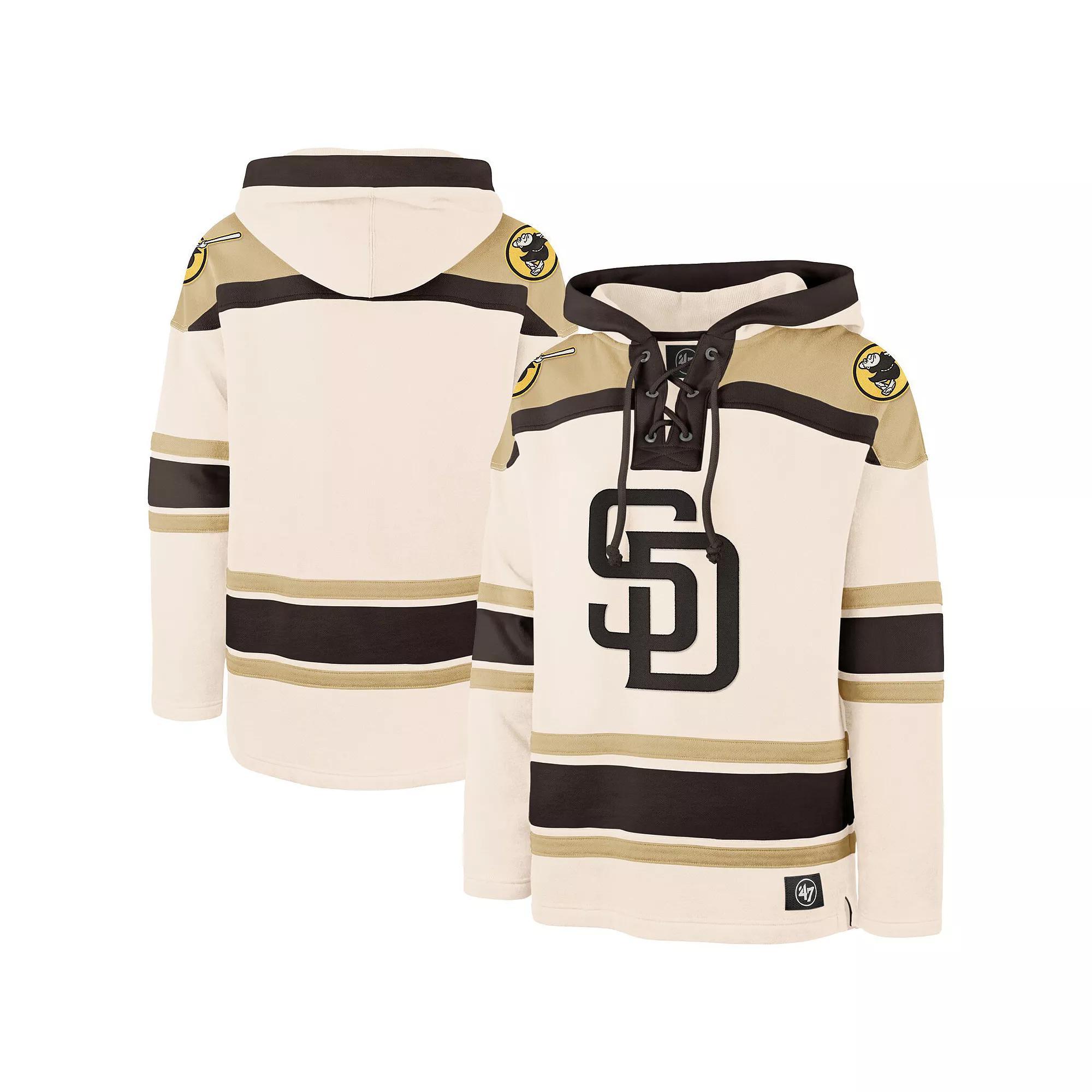 Men's '47 Cream San Diego Padres Superior Lacer Pullover Hoodie, Size: Medium, Beige Product Image