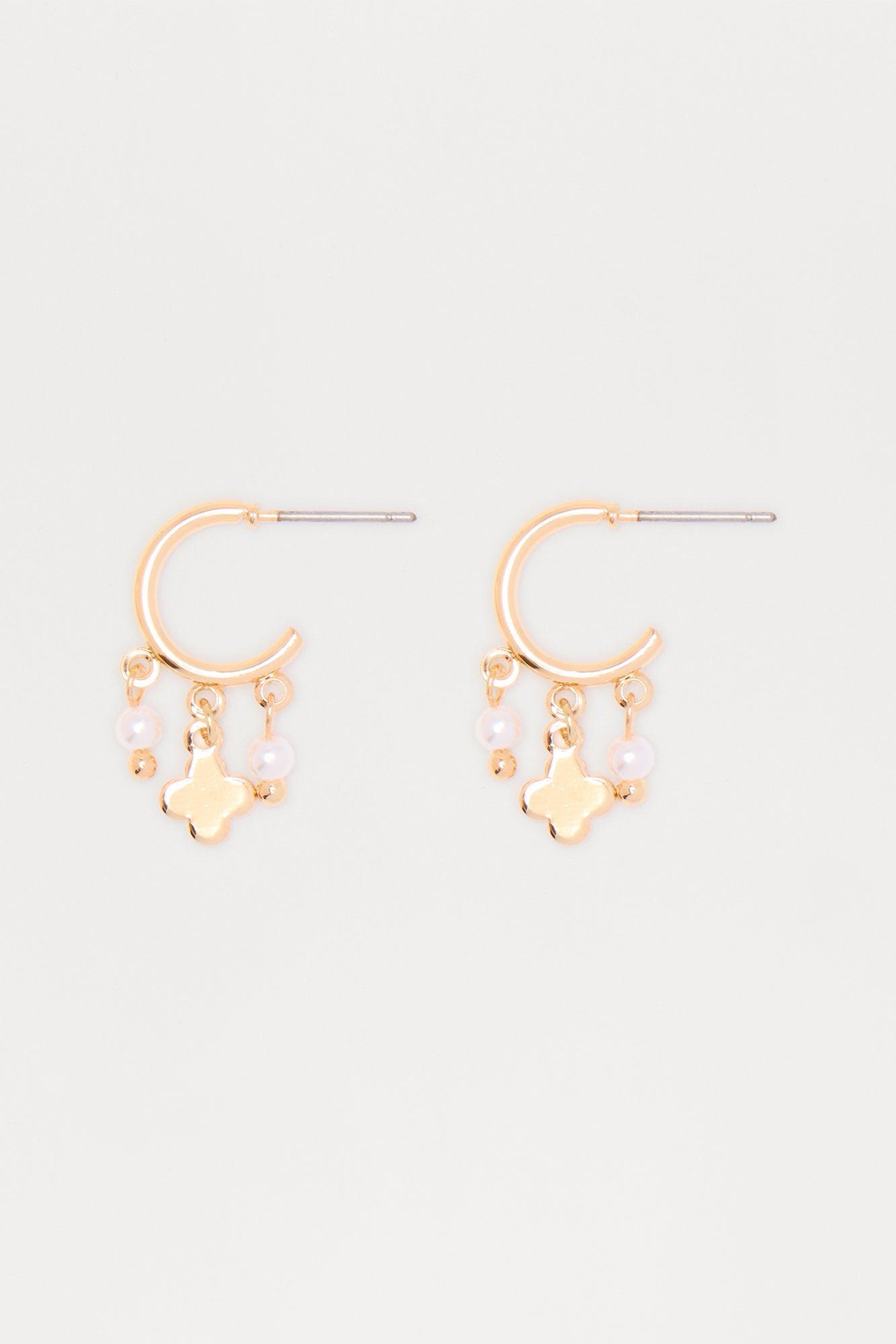 Luckiest Pearl Drop Earrings - Gold/Black Female Product Image