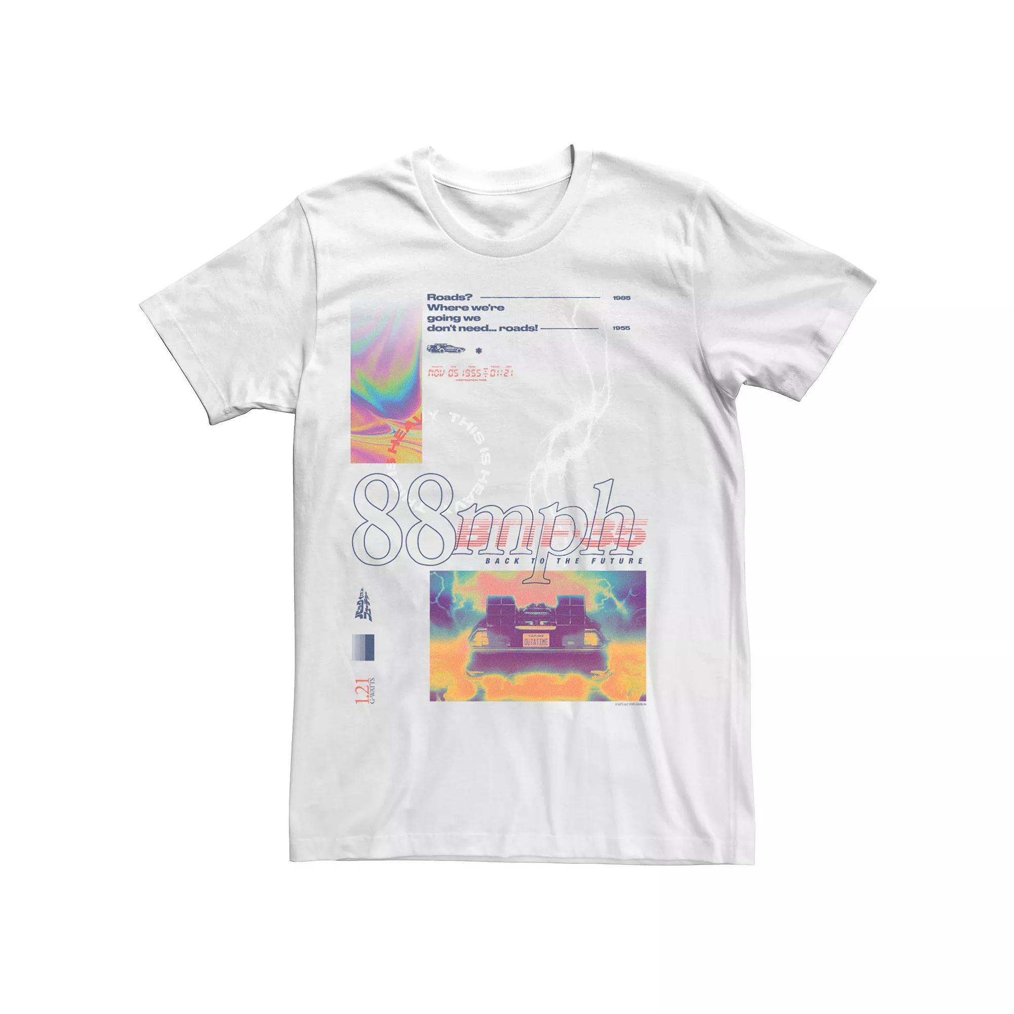 Men's Back To The Future Poster Colorful Mashup Tee, Size: Large, White Product Image