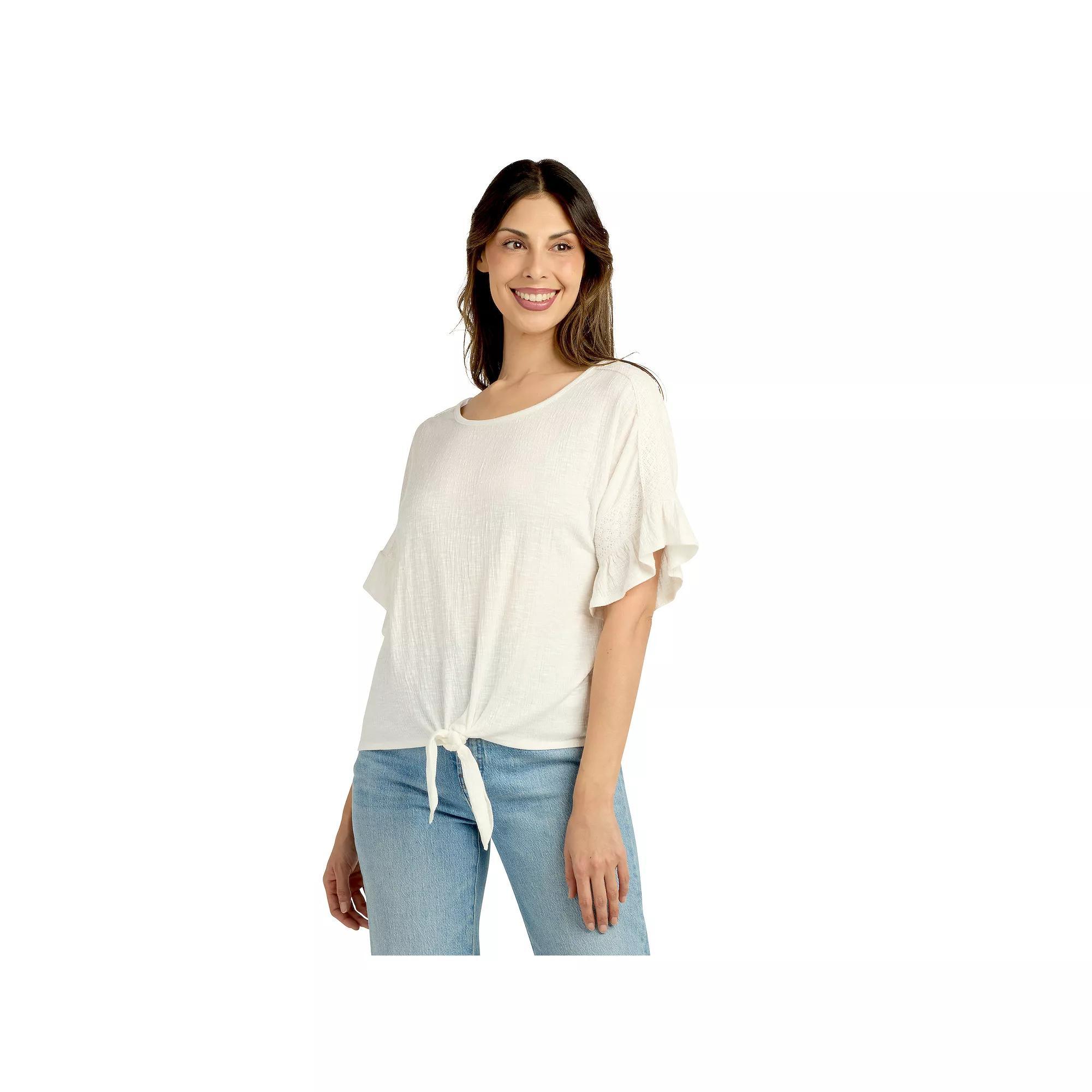 Womens AB Studio Ruffle Sleeve Tie-Front Top Product Image