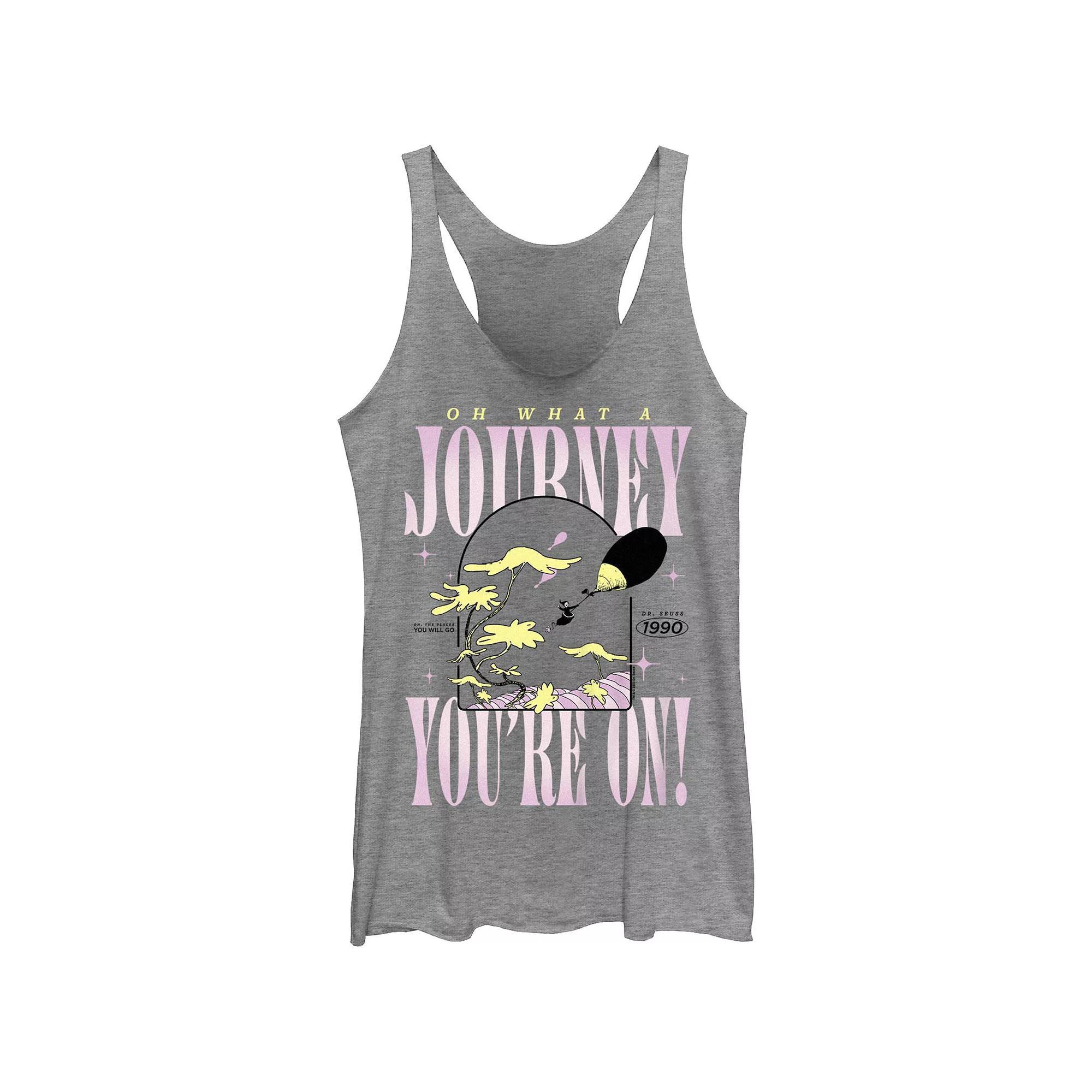 Juniors' Dr. Seuss Oh, The Places You'll Go! Oh What A Journey You're On Racerback Tank Top, Girl's, Size: XXL, Gray Grey Product Image