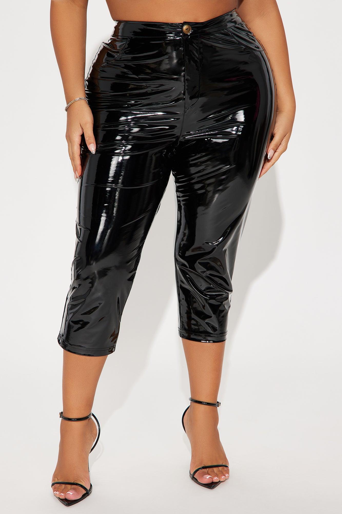 Late Night Texts Vinyl Capri Pant - Black Product Image