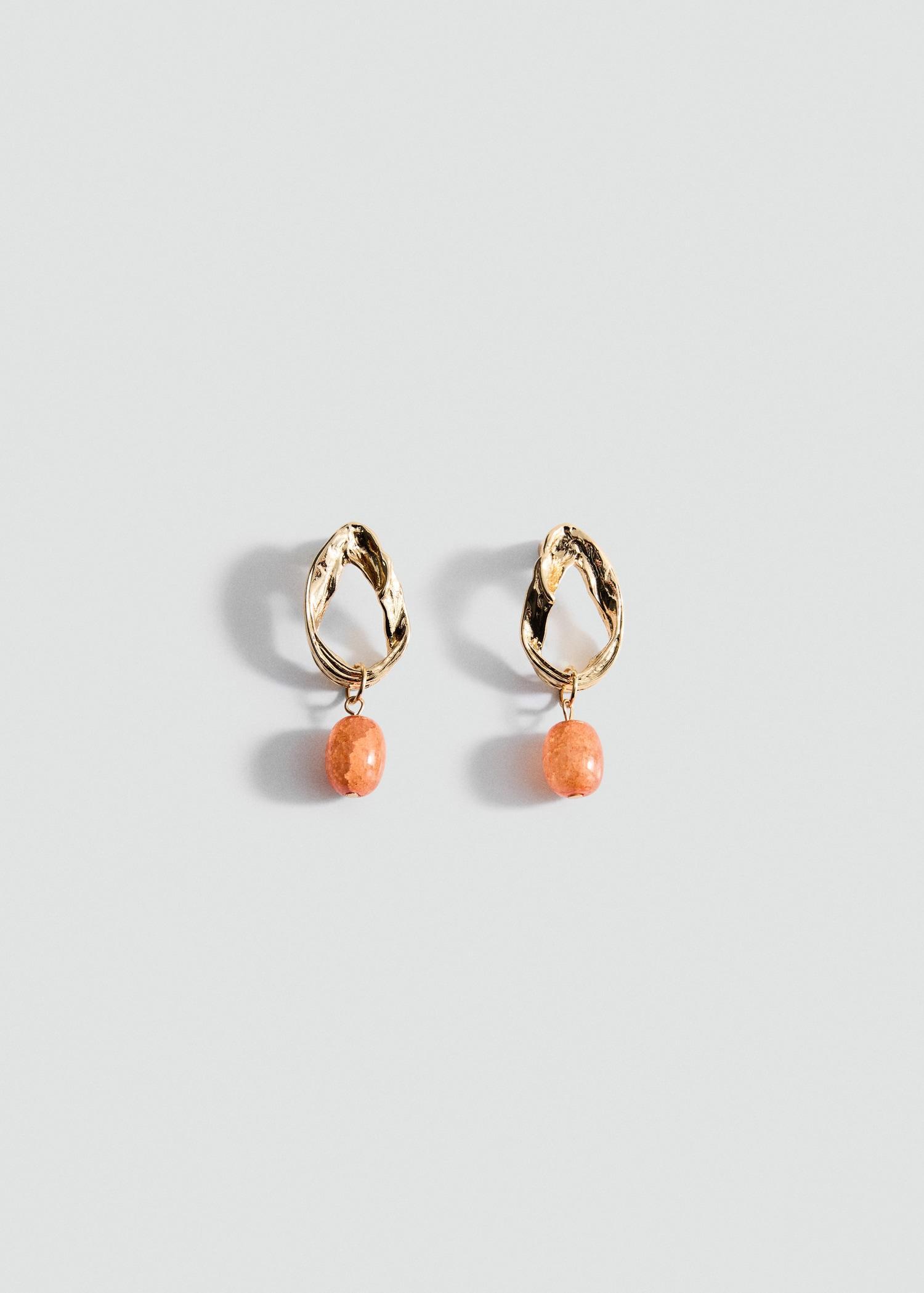 Circular bead-design earrings - Women | MANGO USA Product Image