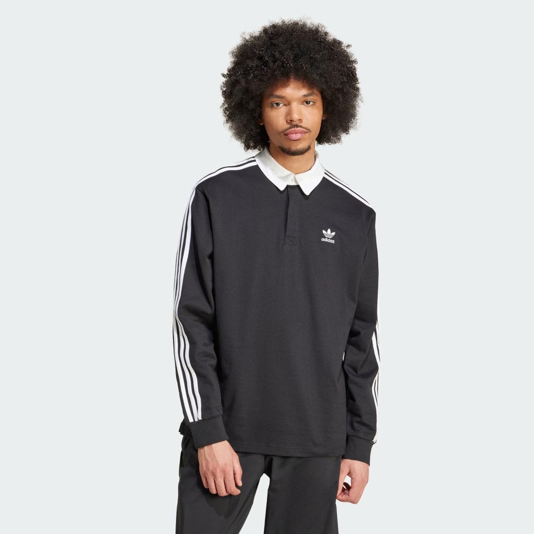adidas Adicolor Rugby Polo Shirt Black XL Mens Product Image