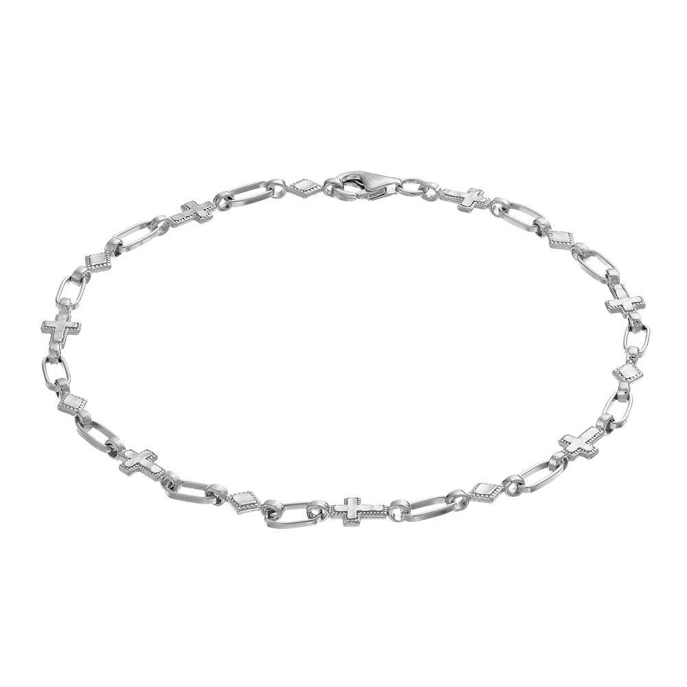 Kristen Kesho Sterling Silver Kite & Cross Link Bracelet, Women's, Size: 7.5" Product Image
