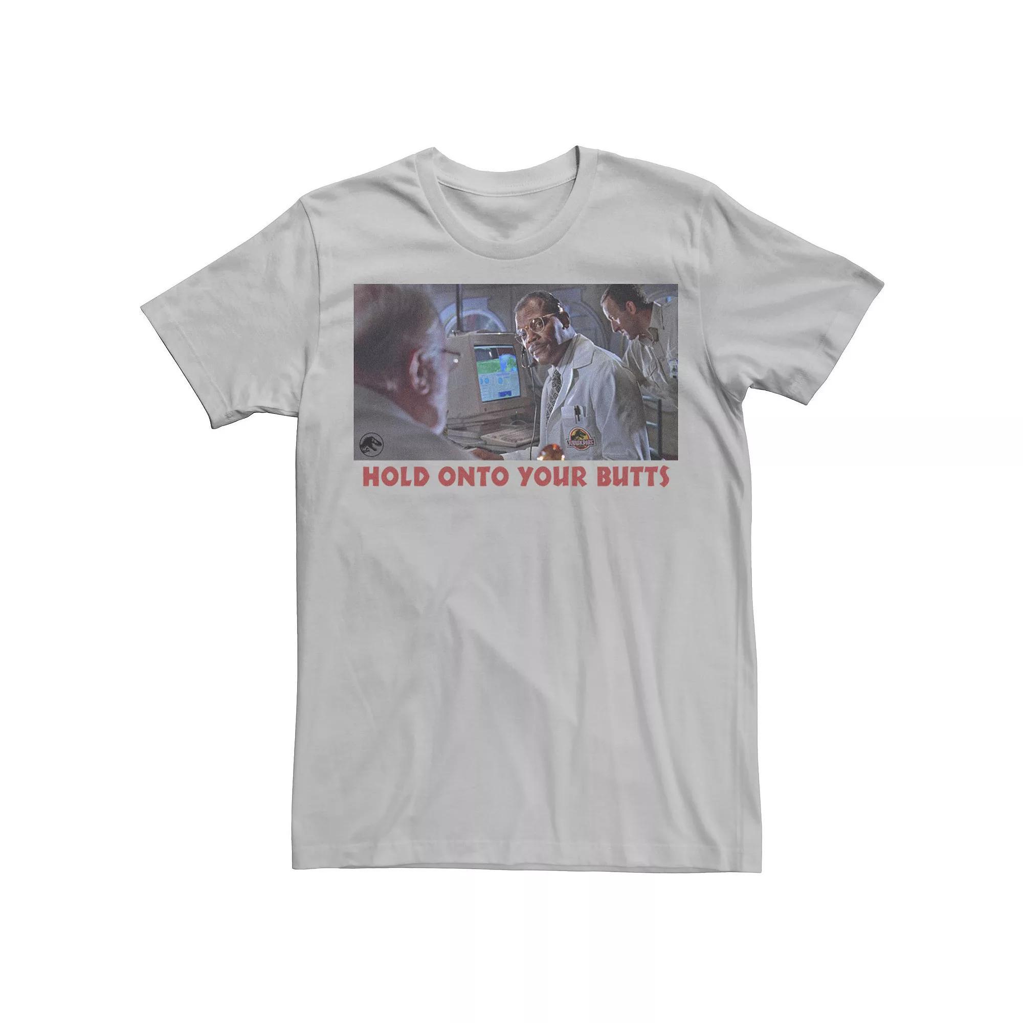 Men's Jurassic Park Hold Onto Your Butts Photo Tee, Size: XL, Silver Product Image