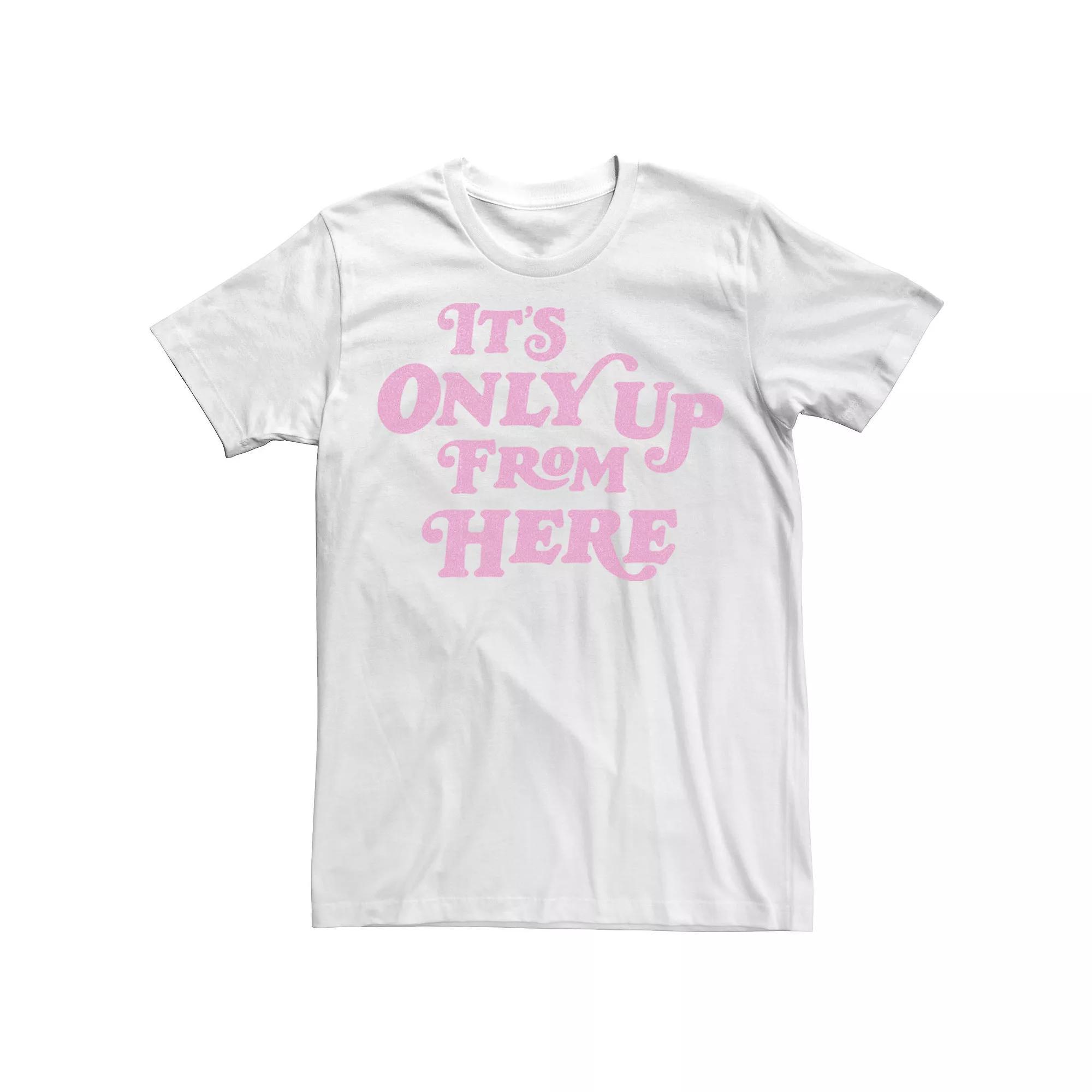 Men's Trendy Only Up Text Tee, Size: XL, White Product Image
