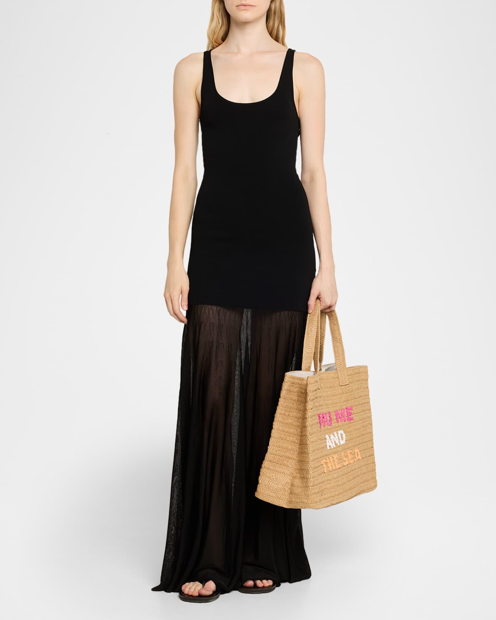 You Me And The Sea Woven Straw Tote Bag Product Image