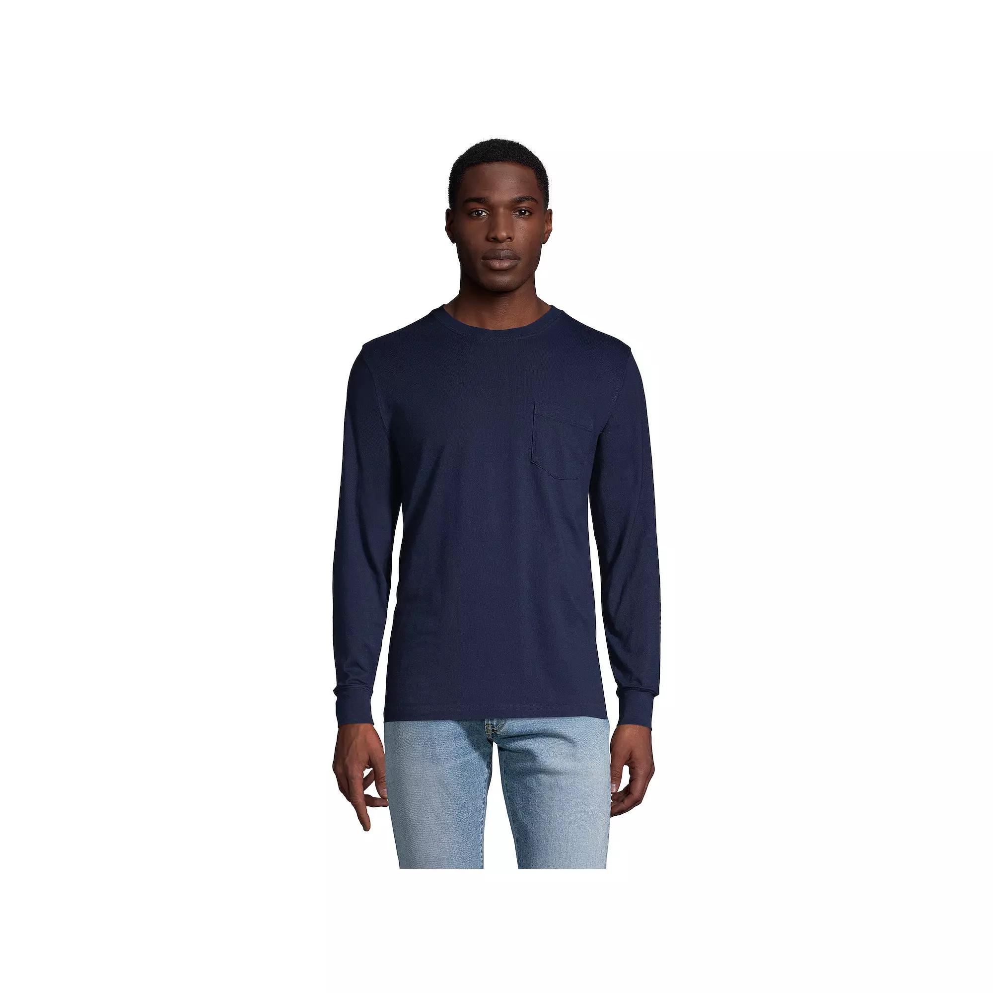 Big & Tall Lands' End Super-T Pocket Tee, Men's, Size: 3XL Tall, Radiant Blue Product Image