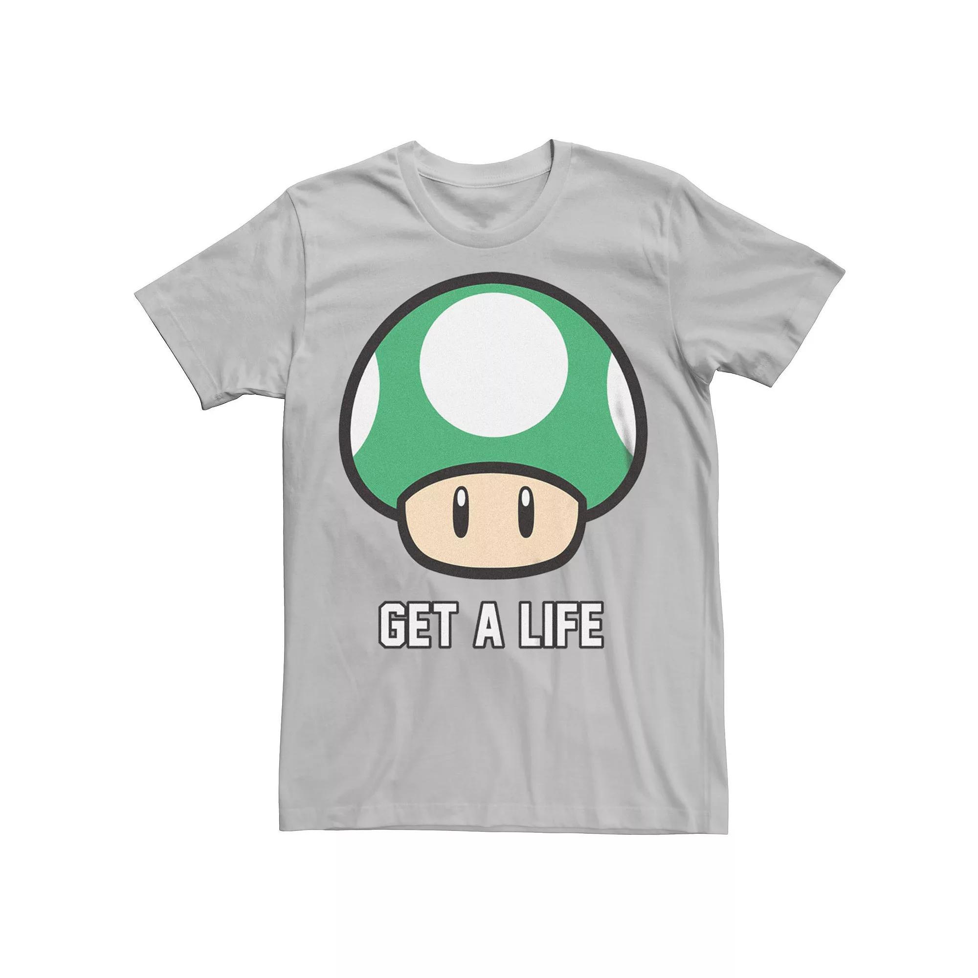 Men's Super Mario Bros 1-UP Mushroom Get a Life Graphic Tee, Size: XXL, White Product Image