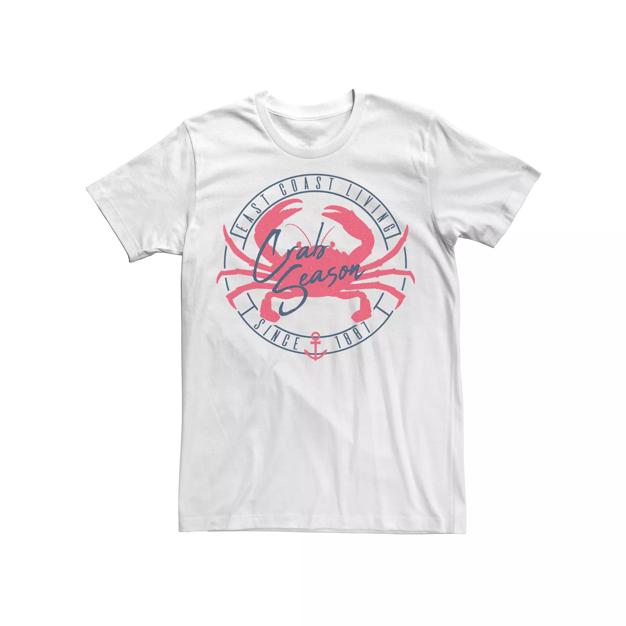 Big & Tall East Coast Living Crab Season Circle Tee, Men's, Size: XLT, White Product Image