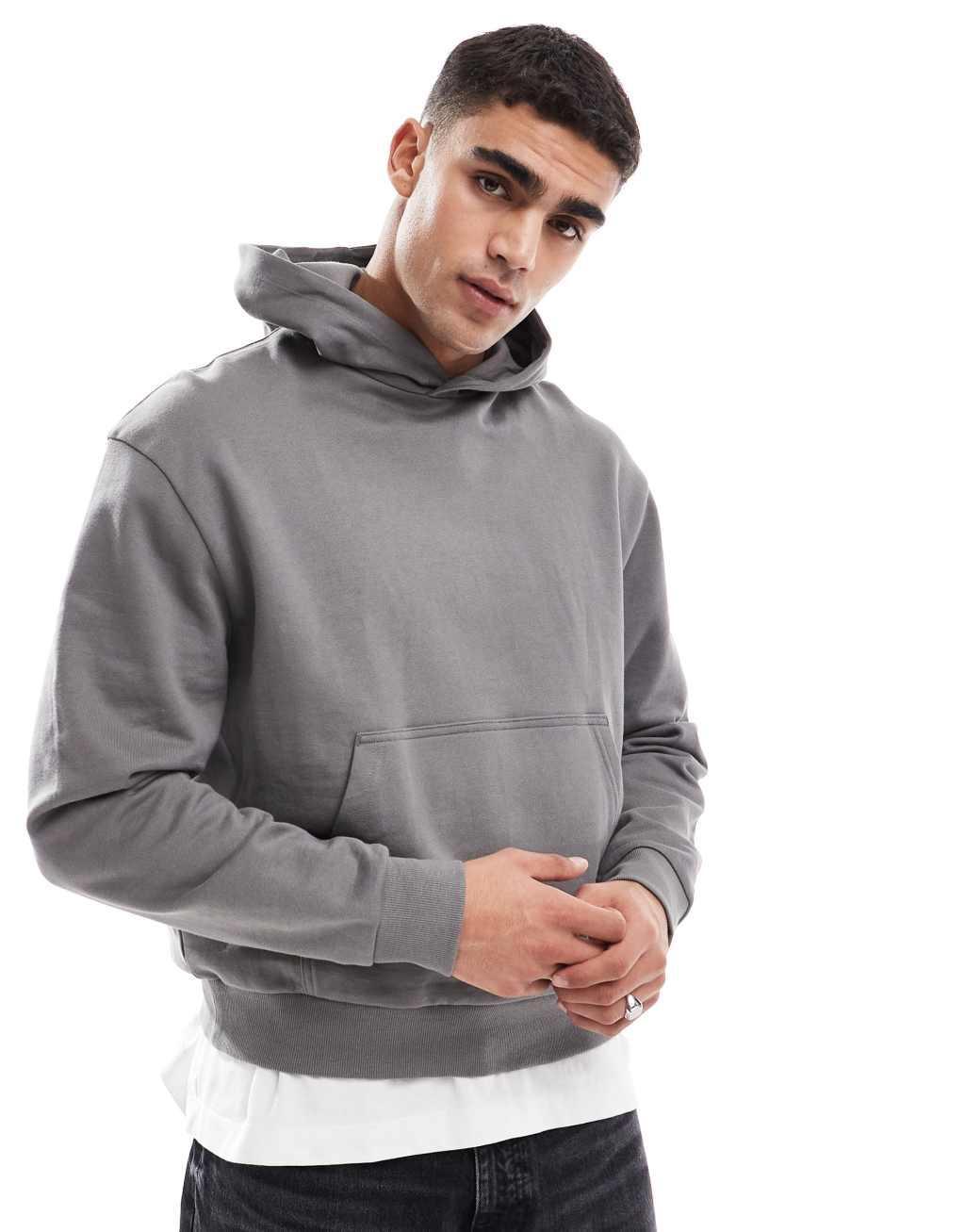 ASOS DESIGN oversized hoodie with photographic back print in charcoal Product Image