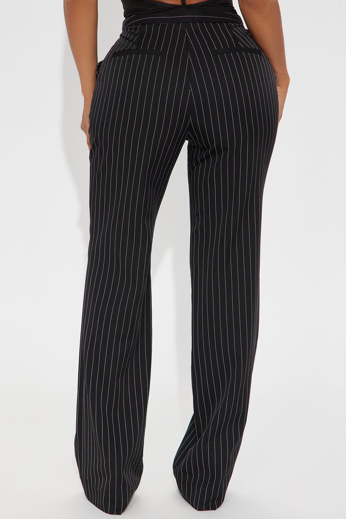 Madalyn Pinstripe Wide Leg Pant - Black Product Image