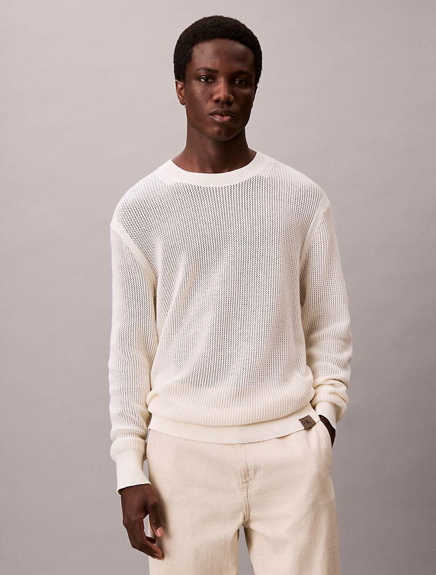 Cotton Mesh Relaxed Sweater Product Image