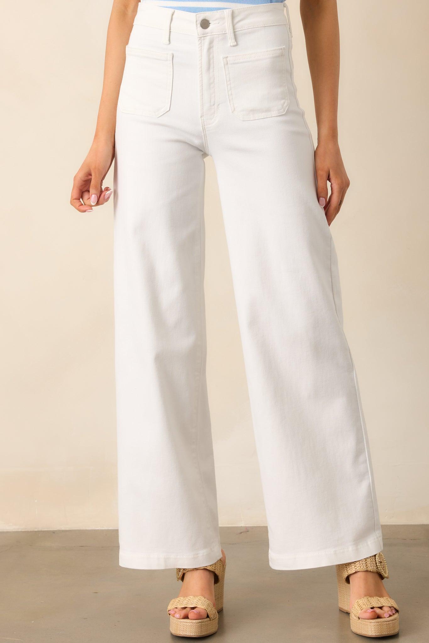 Meant For More White Straight Leg High Waisted Jeans Product Image